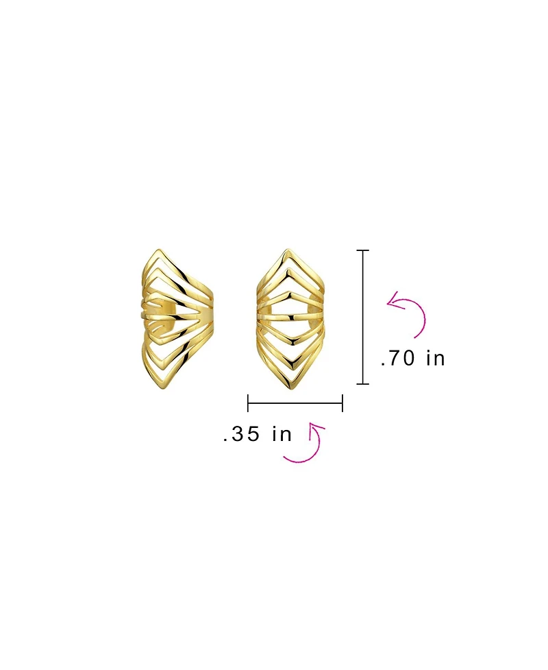 Bling Jewelry Minimalist Chevron Ear Cuff Cartilage Clip Wrap Helix Gold Plated Silver