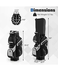 Gymax Golf Cart Bag Molded Lock Top Golf Bag w/14-Way Full Length Dividers 11 Pockets