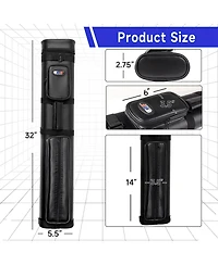Gse Games & Sports Expert Oval Hard Pool Cue Case, Billiard Stick Carrying Case for 2 Sticks, Billiard Cue Cases