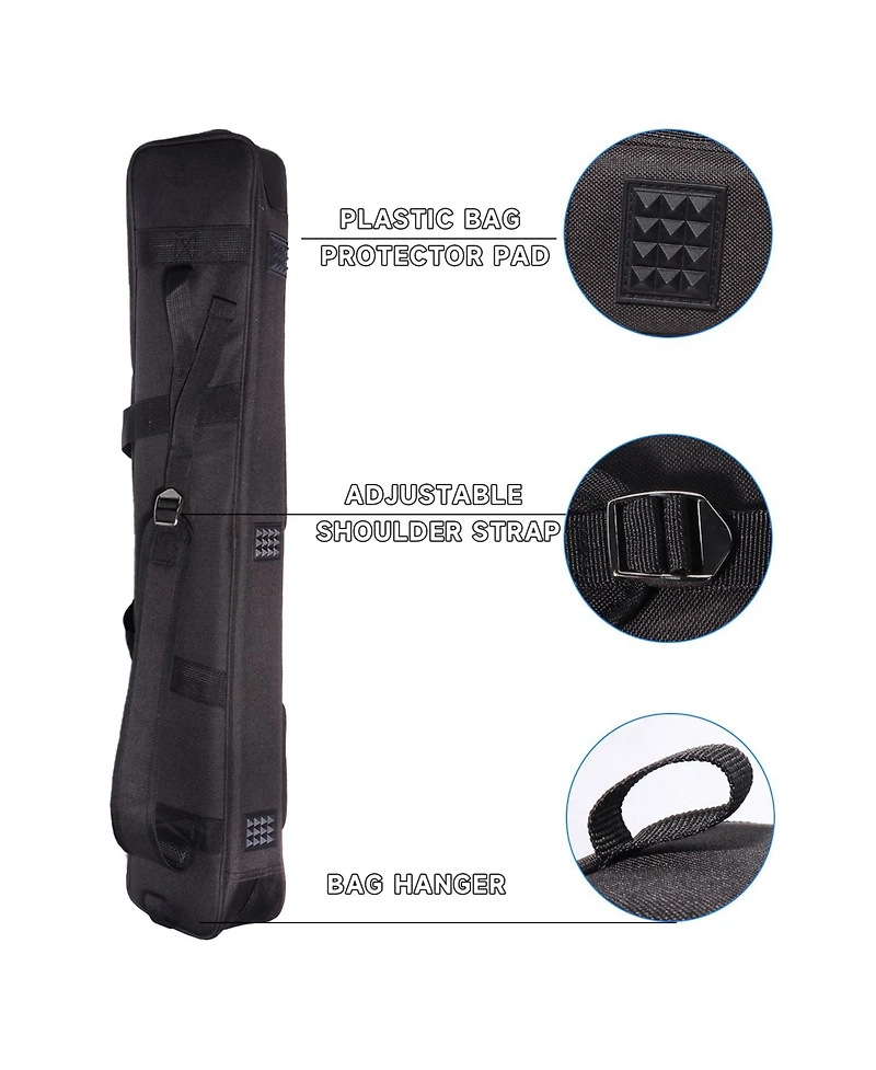 Gse Games & Sports Expert 3x4 Soft Pool Cue Case Billiard Pool Cue Stick Carrying Bag- Holds 3 Butts and 4 Shafts