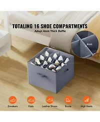Gouun Under-Bed Shoe Organizer with 16 Compartments and Clear Window
