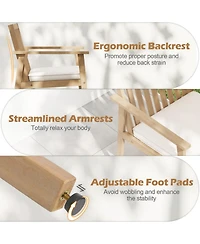 Gouun Set of 2 Acacia Wood Patio Dining Chairs with Removable Padded Cushions