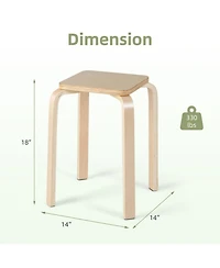 Gouun Set of 4 Colorful Square Wooden Stools with Anti-Slip Felt Mats