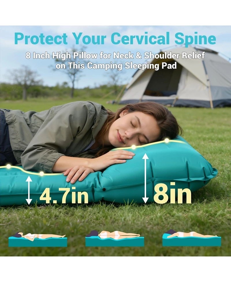 Gnuadz Camping Sleeping Pad Inflatable Mat Built-in Foot Pump Outdoor Recreation Gear