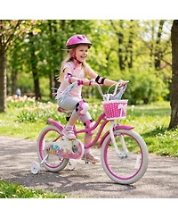 Slickblue Kids Bike with Basket and Streamers