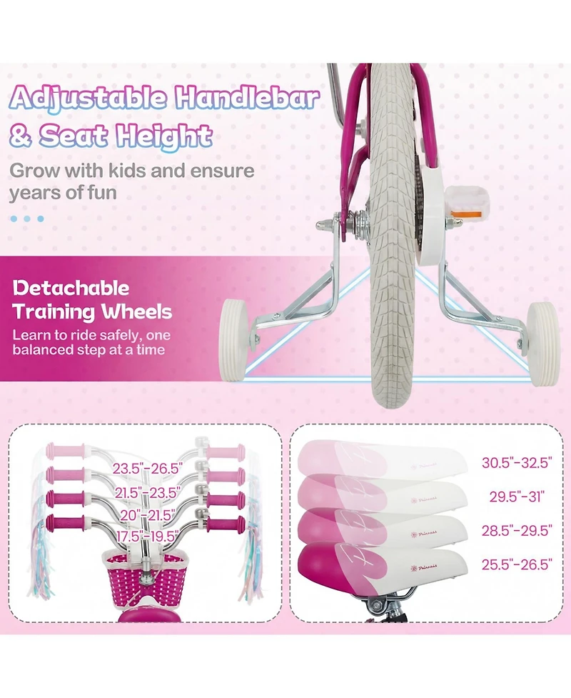 Slickblue Kids Bike with Basket and Streamers