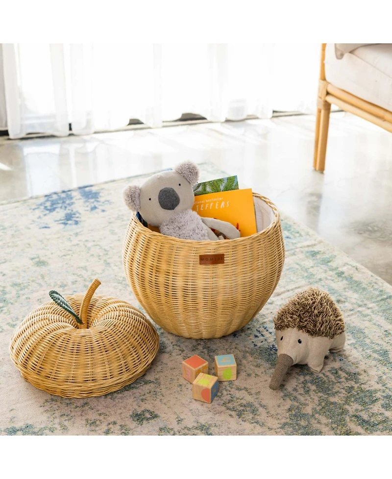 Momiji Apple Handcrafted Rattan Storage Basket with fabric lining