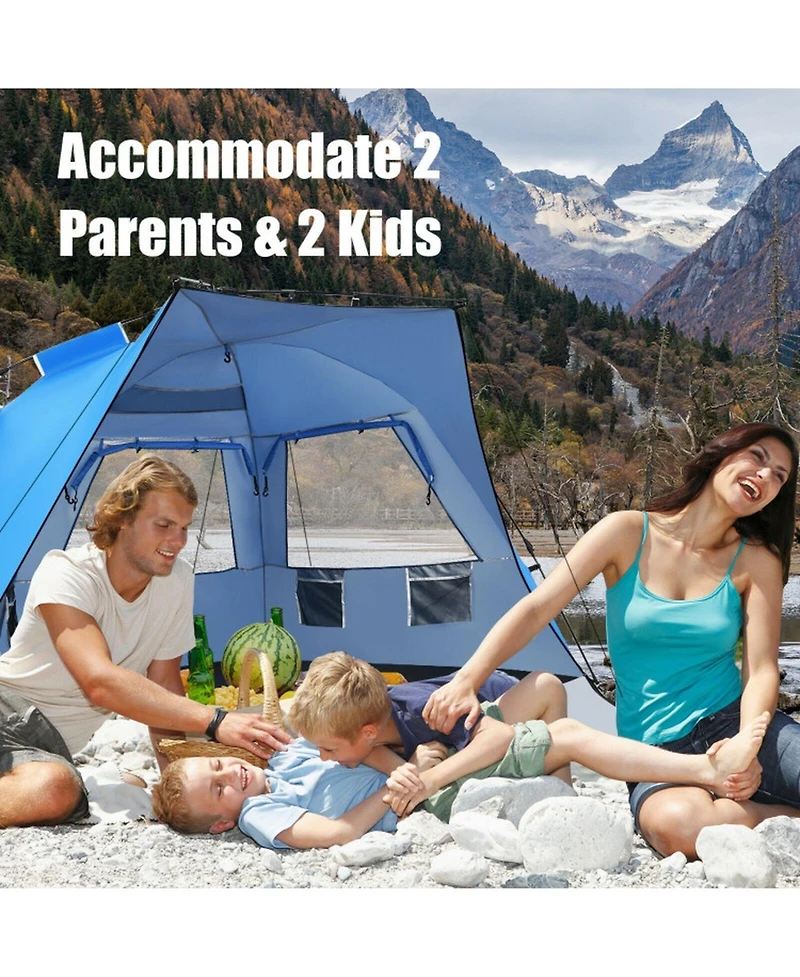 Gouun 3-4 Person Pop-Up Beach Tent with Upf 50+ Protection and Front Porch