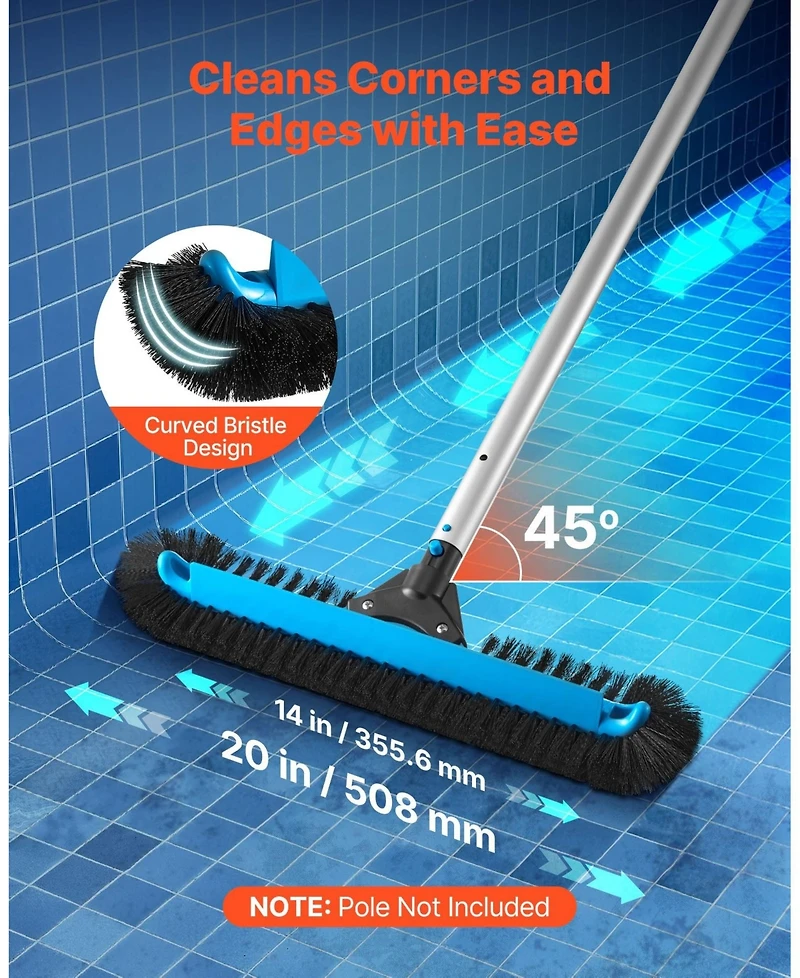 Inolait 20in Pool Brush Head With Nylon Bristles for Inground and Above Ground Pools