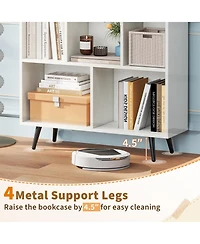 Gouun 7-Cube Bookcase with Tapered Metal Legs and Anti-Tipping Kits