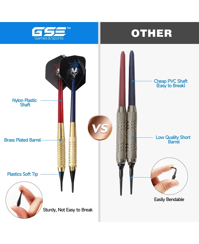Gse Games & Sports Expert 18 Grams Chrome Soft Tip Darts(6-Pack)
