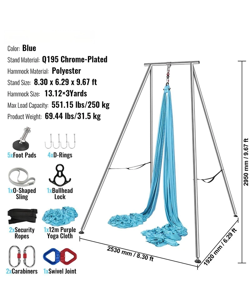 Mecale Aerial Yoga Frame with Hammock 551 lbs Capacity