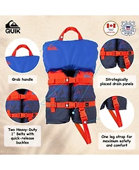 Quiksilver Infant Life Vest Uscg Approved with Quick-Release Buckles and Leg Strap, Upright Flotation and Grab Handle, for Boating, Fishing