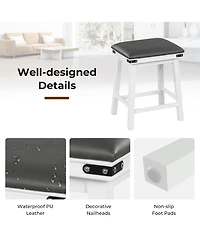 Gymax Pu Leather Bar Stools Set of 4 24'' Counter Height Dining Stools w/ Upholstered Seat