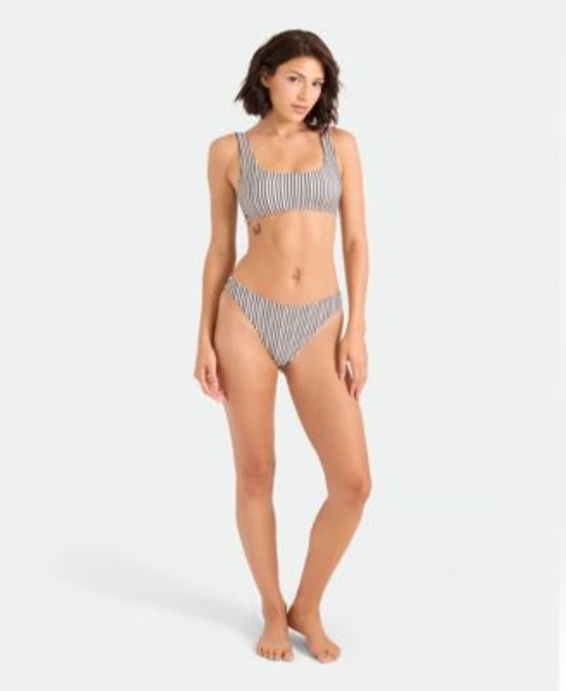 Volcom Womens Tropical Print Reversible Scoop Neck Bikini Top Mid Rise Bottoms