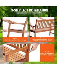 Gouun 50 in Wood Garden Bench with Backrest and Armrests, 800 lbs Capacity