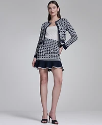 Bcbg Women's Printed Crewneck Sweater Jacket
