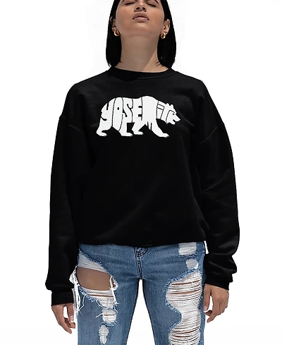 La Pop Art Women's Yosemite Bear Word Crewneck Sweatshirt