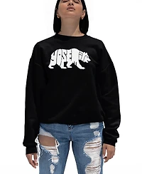 La Pop Art Women's Yosemite Bear Word Crewneck Sweatshirt