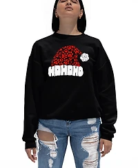 La Pop Art Women's Paw Print Santa Hat Word Crewneck Sweatshirt