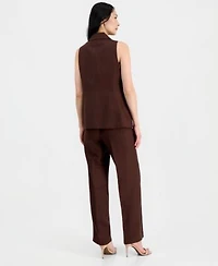 Anne Klein Womens Linen Blend Two Button Vest Pull On Pants