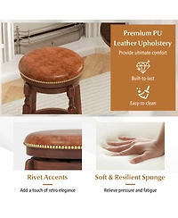 Gouun Swivel Counter Stool Set of 2 with Pu Leather Seat and Rubber Wood Base