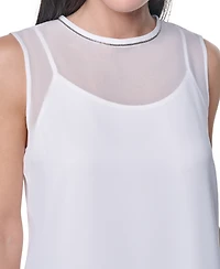 Calvin Klein Women's Crewneck Sleeveless Blouse With Slip