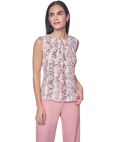Calvin Klein Women's Pleated Crewneck Sleeveless Top