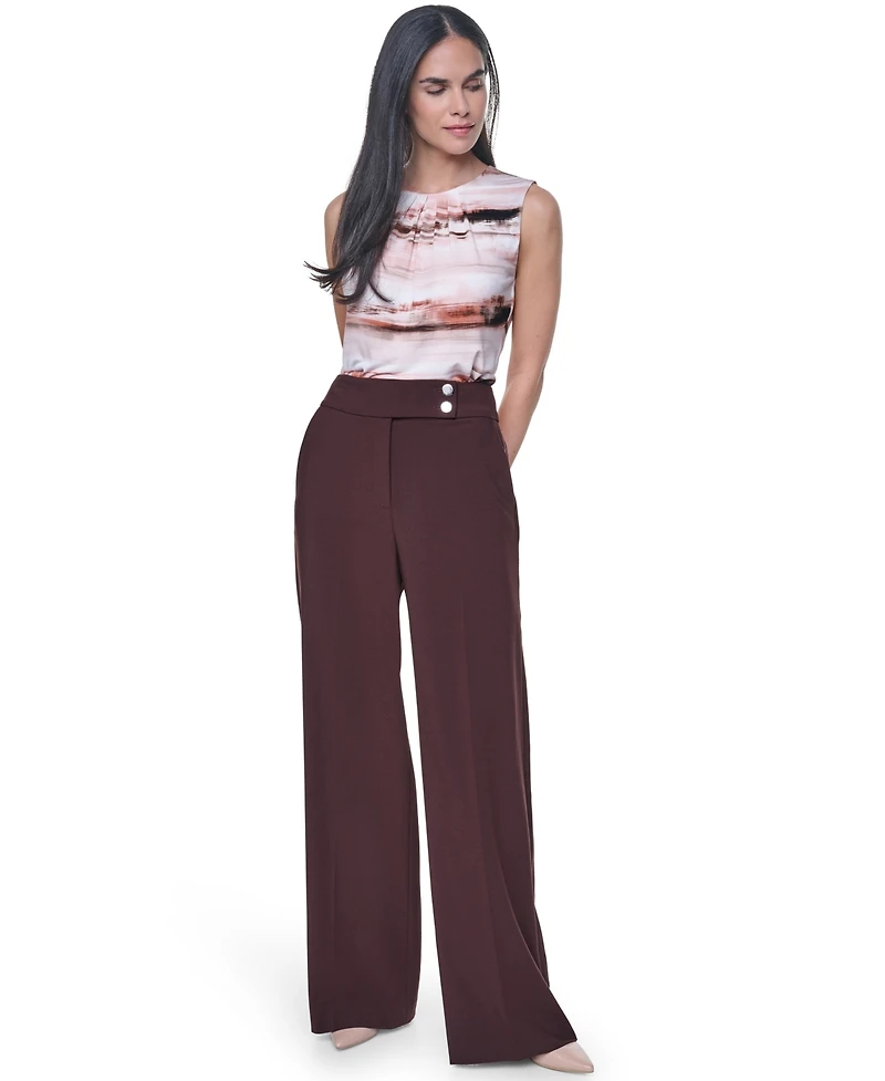 Calvin Klein Women's Mid Rise Wide Leg Pants