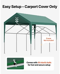 Gouun Carport Replacement Canopy Top 10x20 ft, Uv-Resistant Waterproof Car Shelter Tarp with Ball Bungees