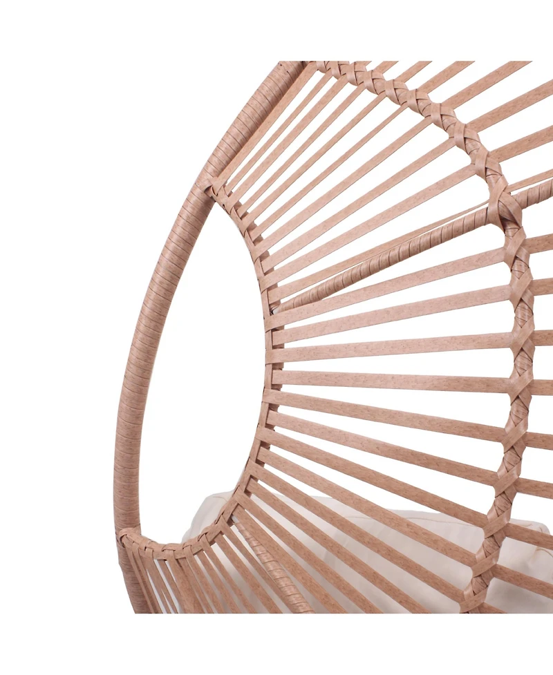 Rainsken Oversized Wicker Egg-Chair, Outdoor Indoor Pe Rattan Patio Swing with 8-Inch Cushion, 400 lb Capacity for Living Room, Balcony, Backyard