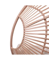 Rainsken Oversized Wicker Egg-Chair, Outdoor Indoor Pe Rattan Patio Swing with 8-Inch Cushion, 400 lb Capacity for Living Room, Balcony, Backyard