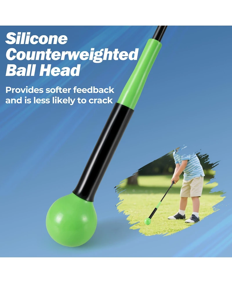 Mecale 31.5" Golf Swing Trainer Stick with Weighted Head, Warm-Up Practice Aid