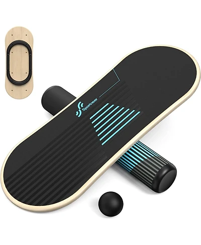 Sportneer Balance Board 7 Modes Wobble Board Adjustable Stoppers Balance Trainer Surf Trainer Physical Therapy with Roller and 2.8 Inch Ball