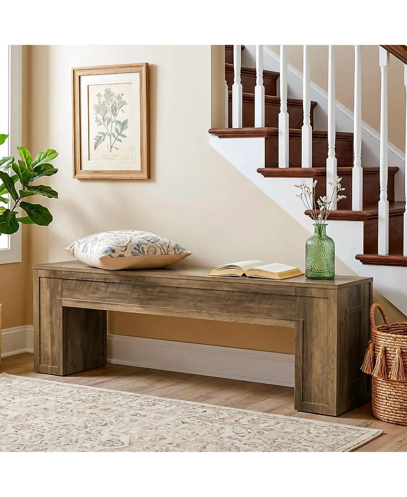 Tribesigns 55" Entryway Bench, Farmhouse Indoor End of Bed Bench, Shoe Bench