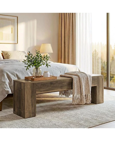 Tribesigns 55" Entryway Bench, Farmhouse Indoor End of Bed Bench, Shoe Bench