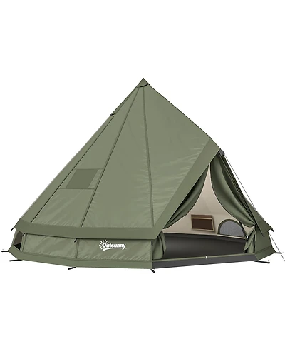 Outsunny Teepee Tent Waterproof for 4-6 People , Army