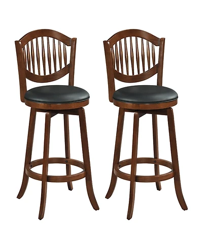 Sugift Swivel Bar Stools Set of 2 with Backrest and Wood Frame-30 Inches