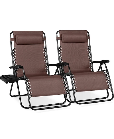 Best Choice Products Set of 2 Extra Wide Zero Gravity Lounge Chair Recliners w/ Cup Holder