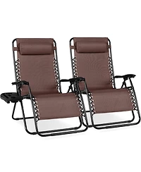 Best Choice Products Set of 2 Extra Wide Zero Gravity Lounge Chair Recliners w/ Cup Holder