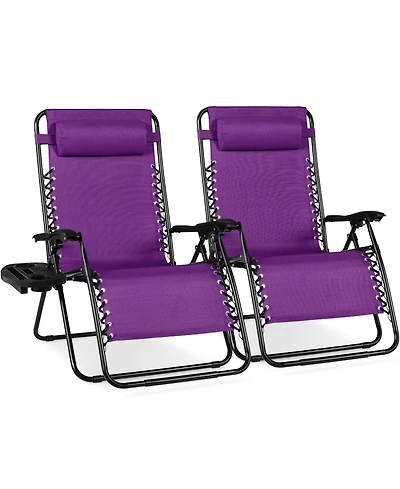 Best Choice Products Set of 2 Extra Wide Zero Gravity Lounge Chair Recliners w/ Cup Holder