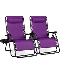 Best Choice Products Set of 2 Extra Wide Zero Gravity Lounge Chair Recliners with Cup Holder