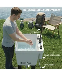 Outsunny Utility Sink Laundry Tub, Freesding Laundry Sink,