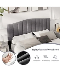 Gouun Modern Upholstered Bed Frame with Adjustable Vertical Channel Tufted Headboard