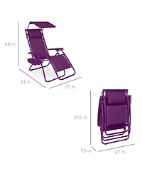 Best Choice Products Folding Zero Gravity Recliner Patio Lounge Chair w/ Canopy Shade, Headrest, Tray