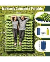 Gnuadz 2 Person Self Inflating Sleeping Pad with Pillow Foot Pump Camping Outdoor Recreation Gear