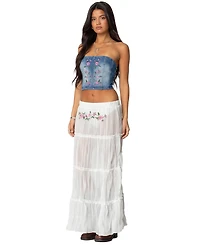 Edikted Women's Tai Embroidered Tiered Maxi Skirt