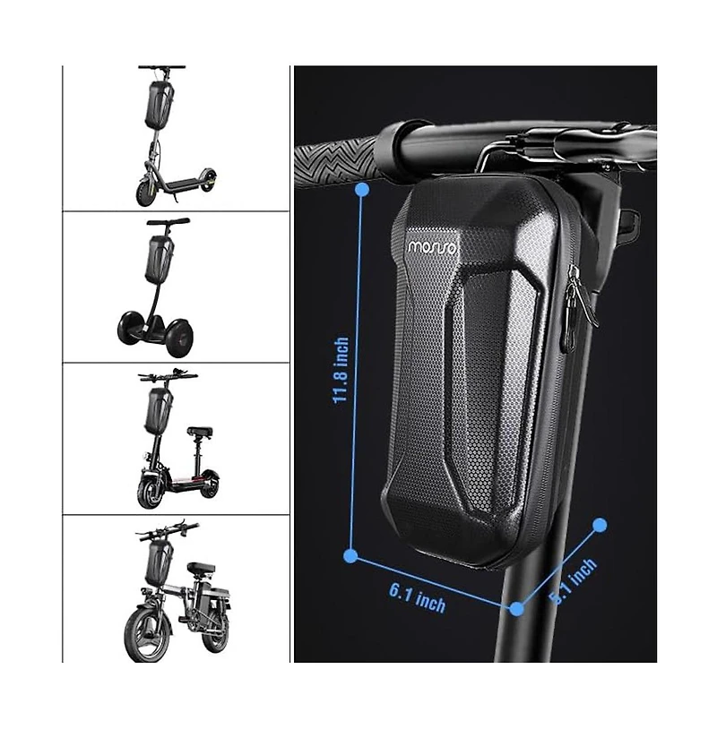 Aoligeijs Electric Scooter Handlebar Bag Waterproof Hard Shell Storage Bag for Bikes Scooters Front Hanging Travel Organizer 3L Capacity