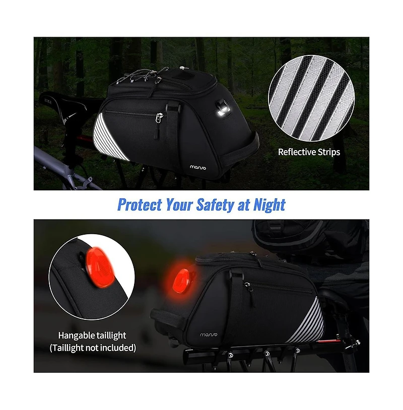 Aoligeijs Bike Rack Bag 8L Waterproof Bicycle Rear Trunk Bag with Rain Cover Convertible Backpack Cycling Storage for Commuting Travel