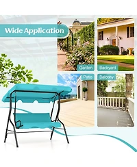 Mecale 3-Seat Outdoor Patio Canopy Swing with Cushions, Steel Frame